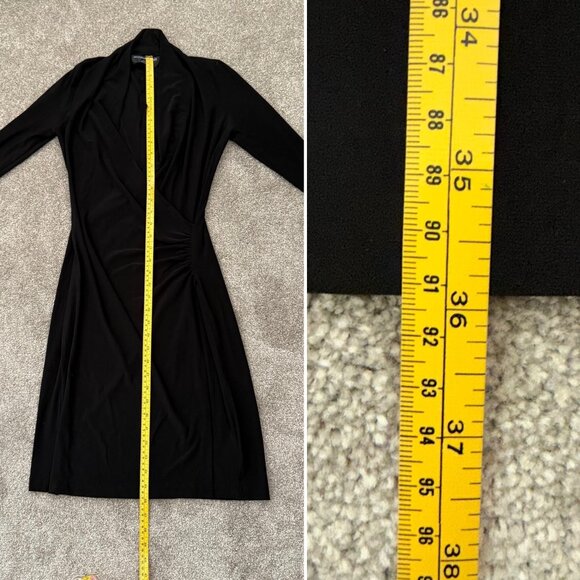 Norma Kamali Black Faux Wrap Dress Size XS Timeless Vintage Draping Elegance - Picture 14 of 14